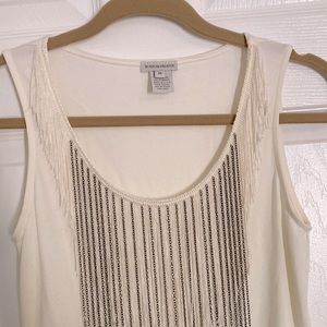 Women BOSTON PROPER White Tank with Chain Metal Detail like new! Size M